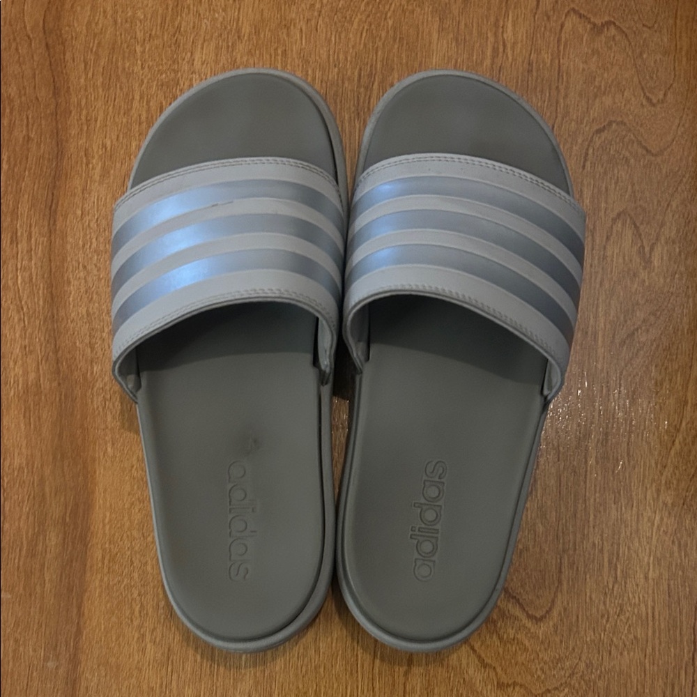 Adidas Gray Platform Slide Sandals